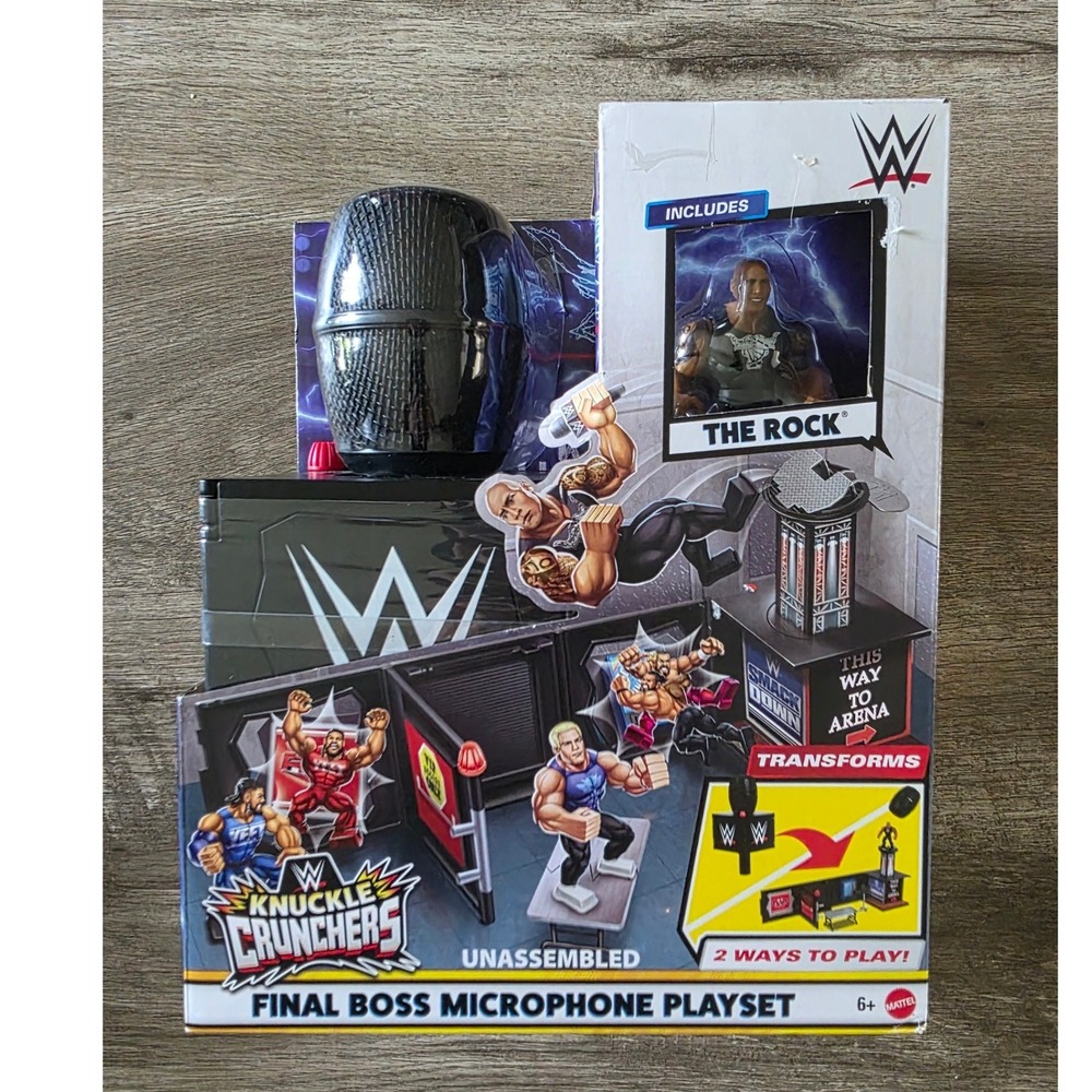 WWE Knuckle Crunchers Final Boss Playset with The Rock Action Figure & 7 Areas